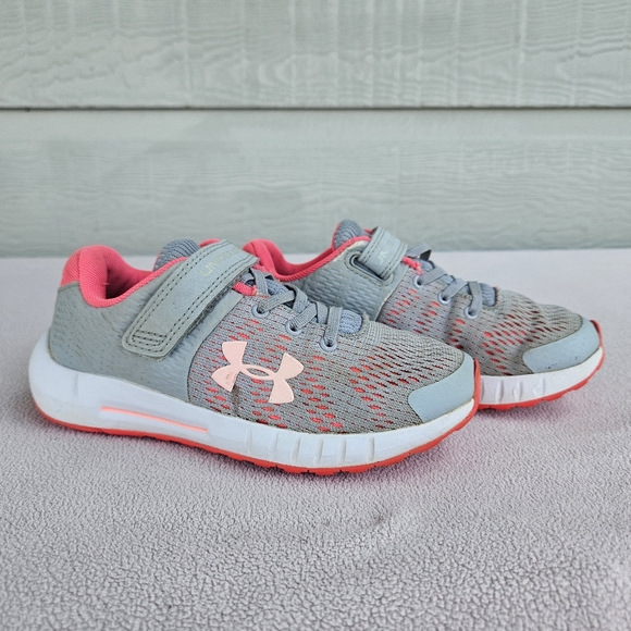 Under Armour Pursuit AC Hook & Loop Sneaker SZ 12 Grey Pink Athletic 3022094-101 - Picture 1 of 12